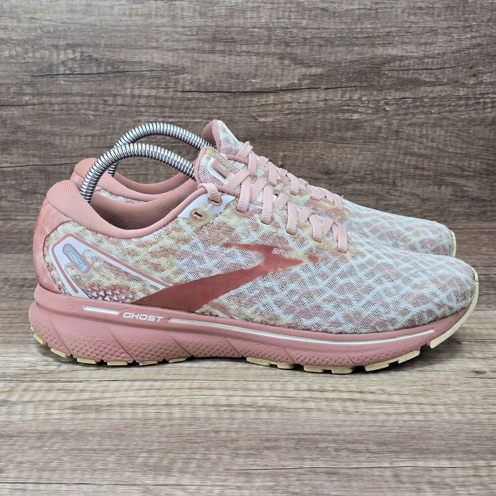 Brooks Ghost 14 Women’s Size 9 B Rose Pink White Running Shoes (1203561B265)